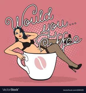 coffee cup with sexy girl in stocking.