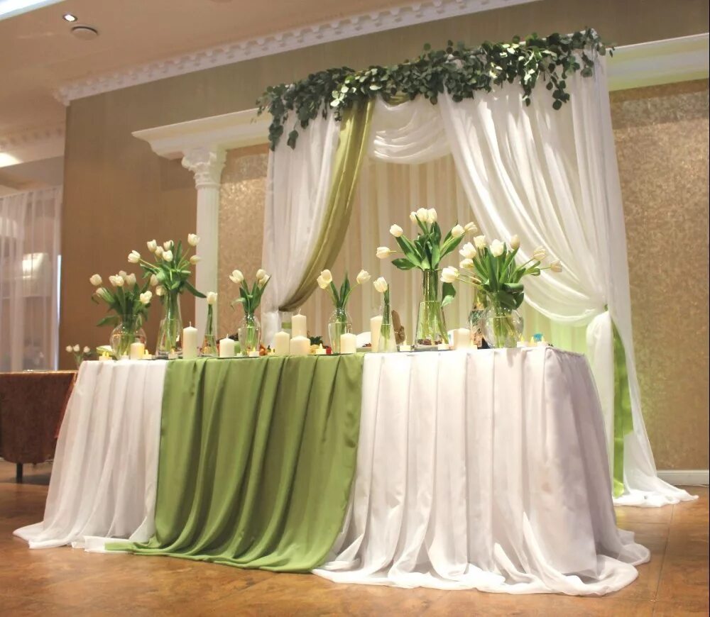 Украшение стола молодоженов на свадьбу. Украшение стола молодоженов на свадьбу. Украшение свадебного стола жениха и невесты. Юбка на стол молодоженов. Украшение стола на свадьбу.