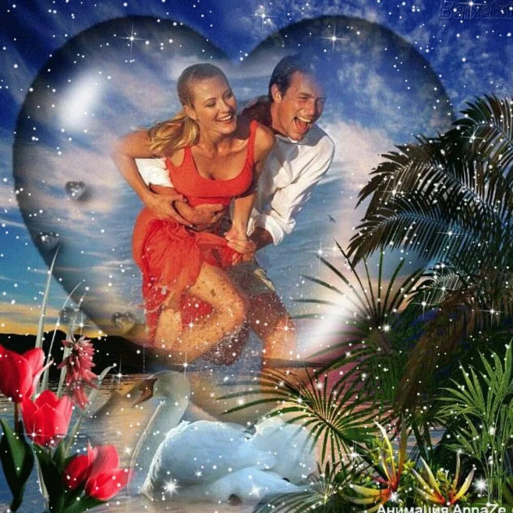 Гифы мужчина дарит цветы женщине. Романтическая ночь. Анимация влюбленных. Нежности любви. Анимация влюбленных.