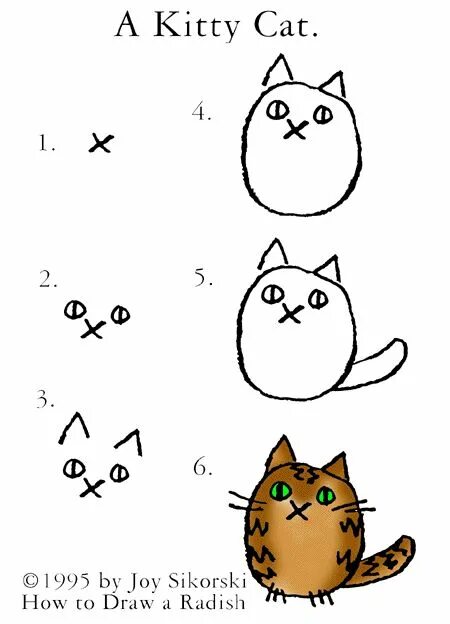 Покажи схему как нарисовать кота Как рисовать милых котиков легко