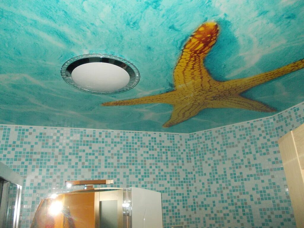 Натяжной потолок с фотопечатью в ванную. Натяжной потолок с рисунком в ванную. Печать на натяжных потолках для ванной. Потолок с рисунком в ванной. Потолки невесомость