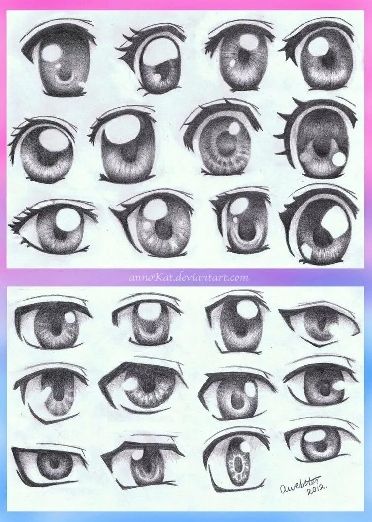 Виды рисунков глаз. Разные стили рисования глаз.