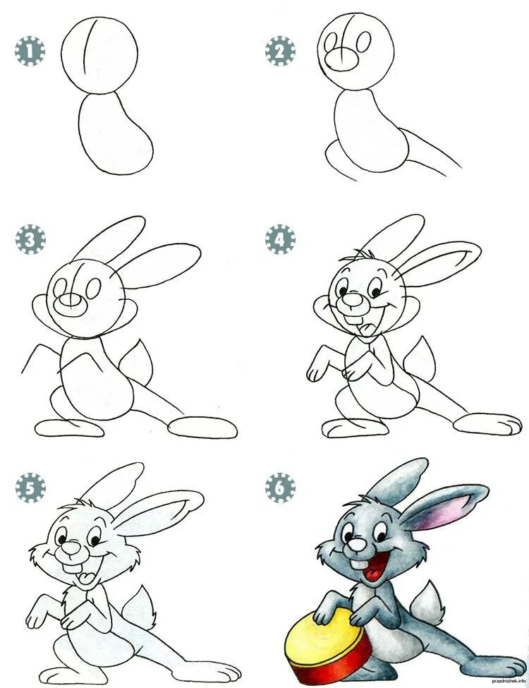 Что нарисовать быстро и красиво. Пошаговые рисунки. Как нарисовать зайца. Поэтапный рисунок зайца. Заяц детский рисунок пошагово.