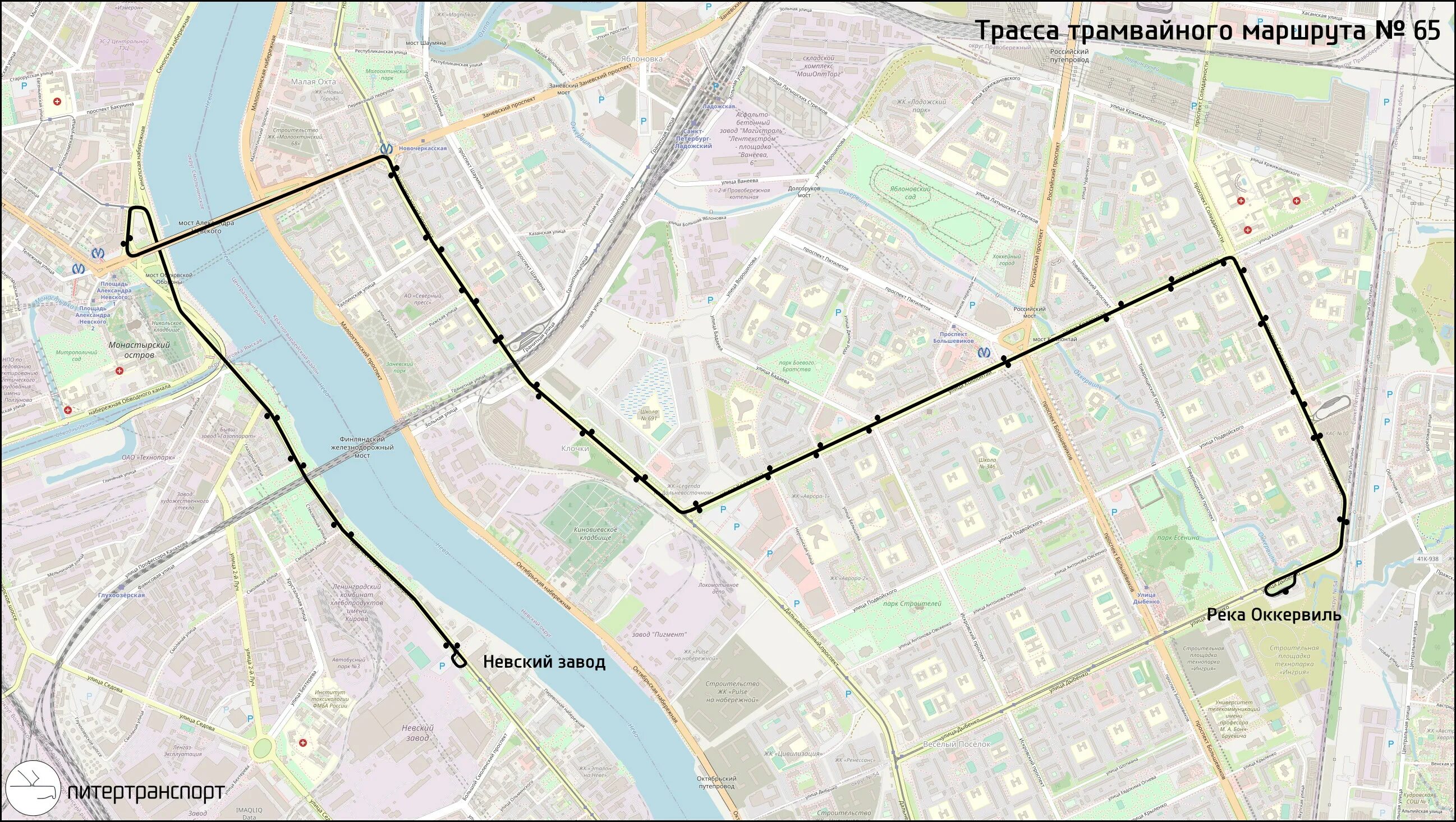 Автобус 65 маршрут на карте