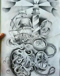 Эскиз тату морская тематика