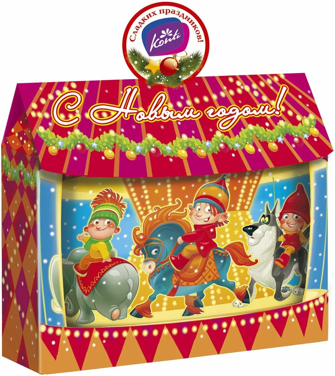 подарок новогодний konti рюкзачок деда мороза. подарок новогодний konti снежная карусель.