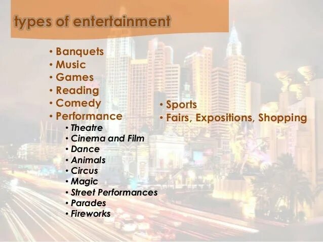 Средства массовой информации урок английского 8 класс. Types of entertainment презентация. types of entertainment топик. entertainment виды. entertainment and media lesson plan 8 класс.