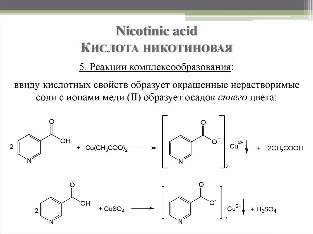 Никотиновая кислота подлинность реакции. Никотиновая кислота качественные реакции. Алкилирование никотиновой кислоты. Качественная реакция на никотиновую кислоту реакция.