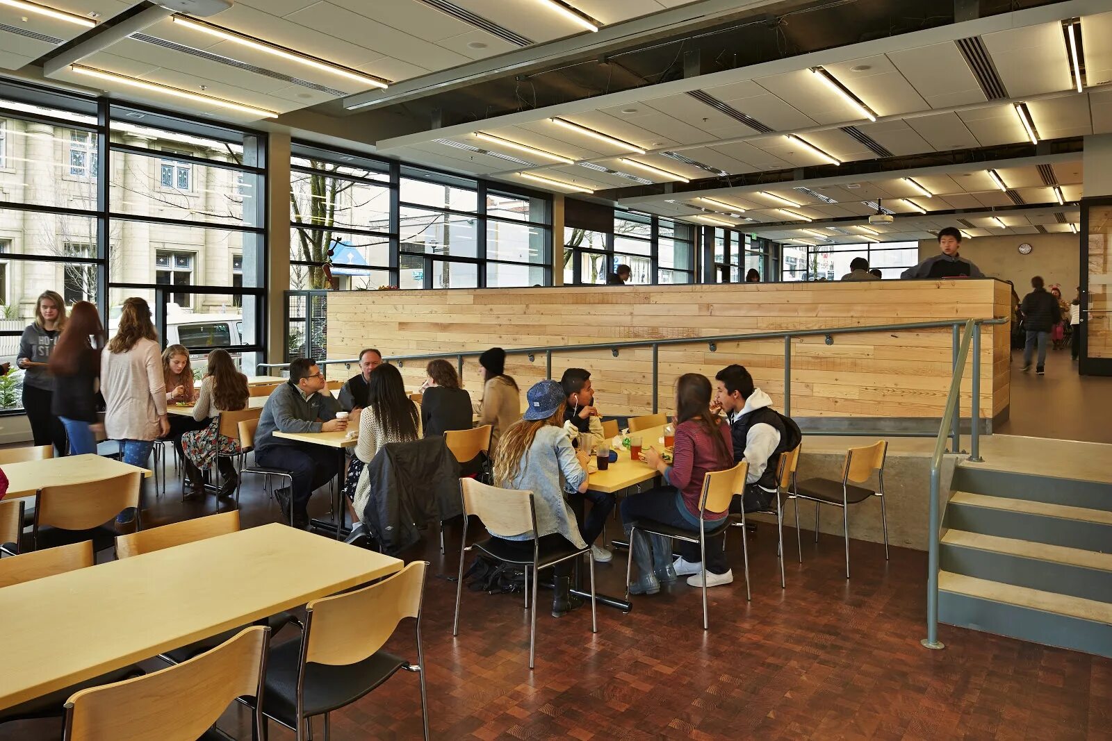Students usually stay in university halls of