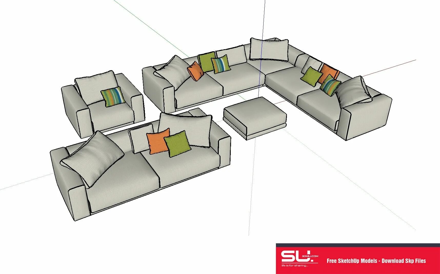 Угловой диван Sketchup