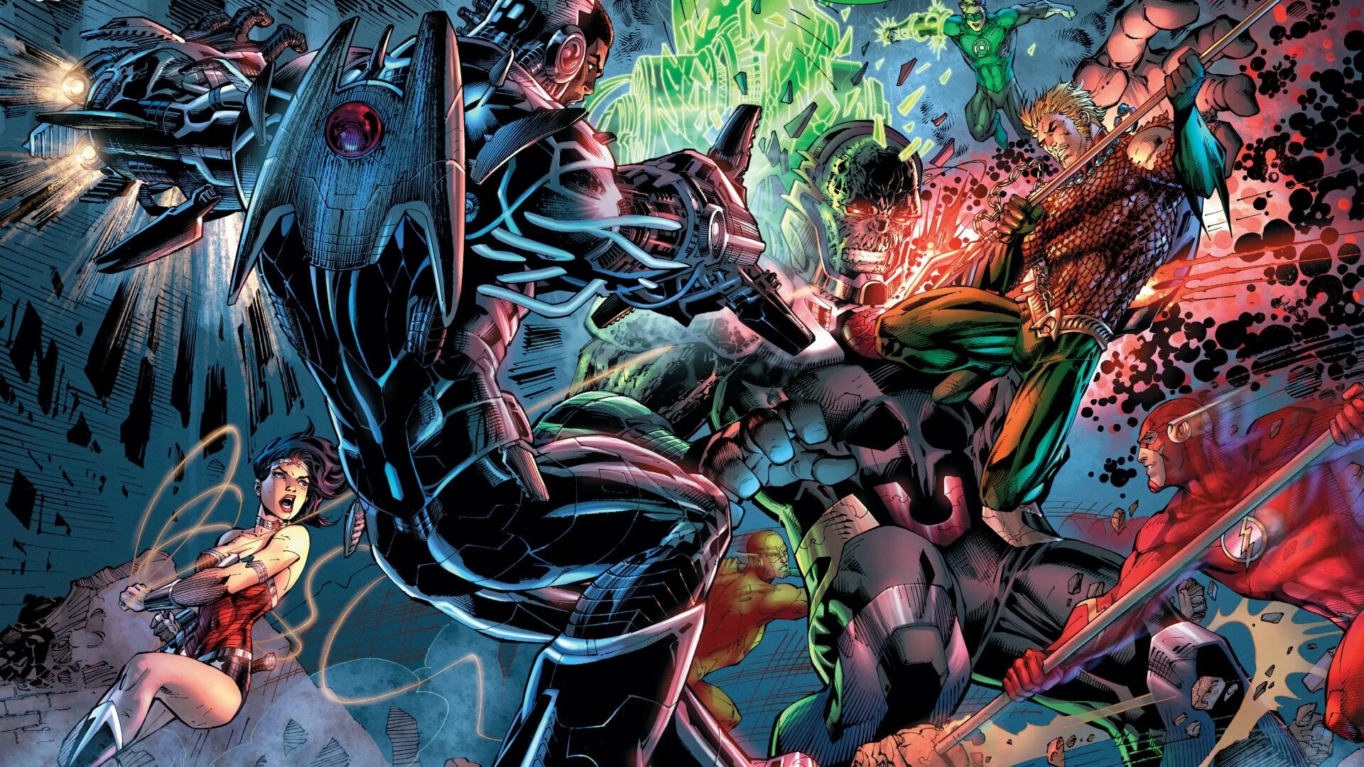 Нападение героев. Justice League vs Darkseid. Лига справедливости Джефф Джонс том 2. Лига справедливости против Дарксайда. Лига справедливости Аквамен.