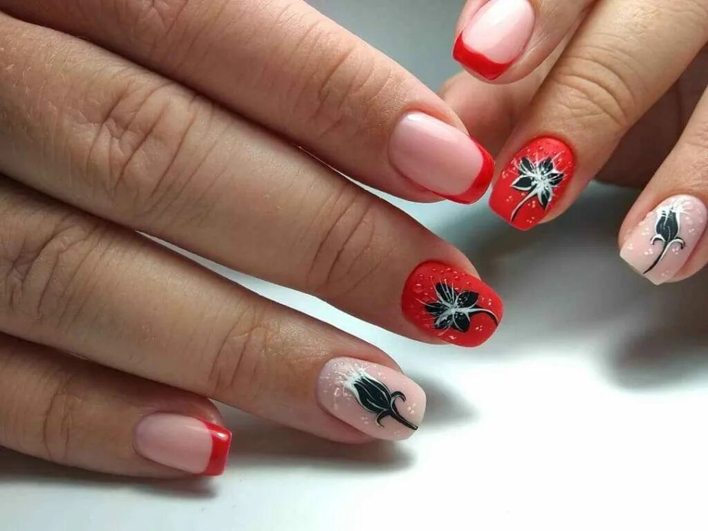 Ногти на 8. Яркие весенние ногти. Летний французский маникюр. Ногти на 8. Цветы на ногтях.