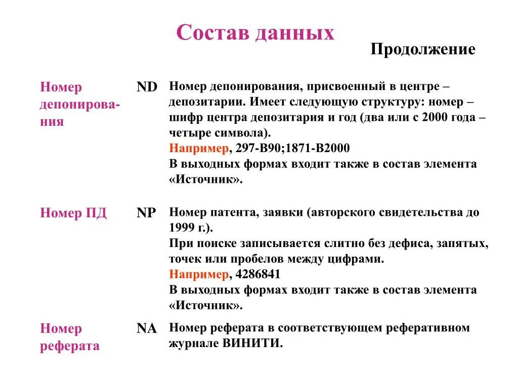 Состав данных. Форма доклада номер 2. Структура реферата по цифрам.