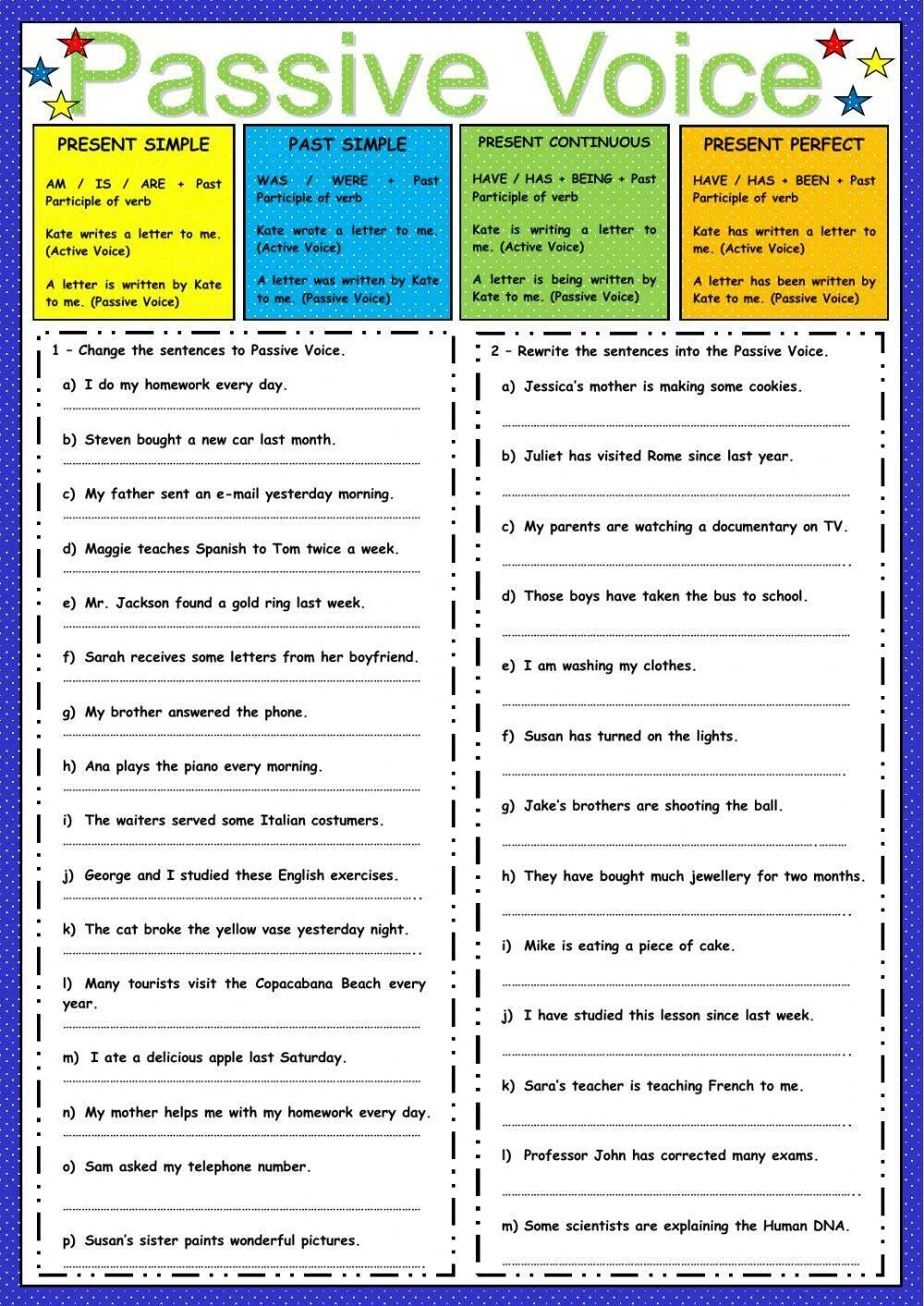 Пассивный залог Worksheets. Пассивный залог present simple. Active Passive в английском exercises. Страдательный залог present perfect. For two months has the