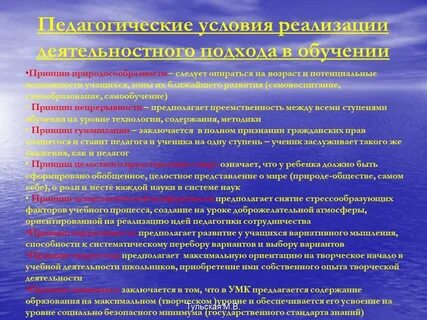Требования реализации педагогических принципов