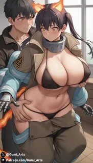 cat_ears cat_tail cleavage coat covered_nipples enen_no_shouboutai fire_ear...