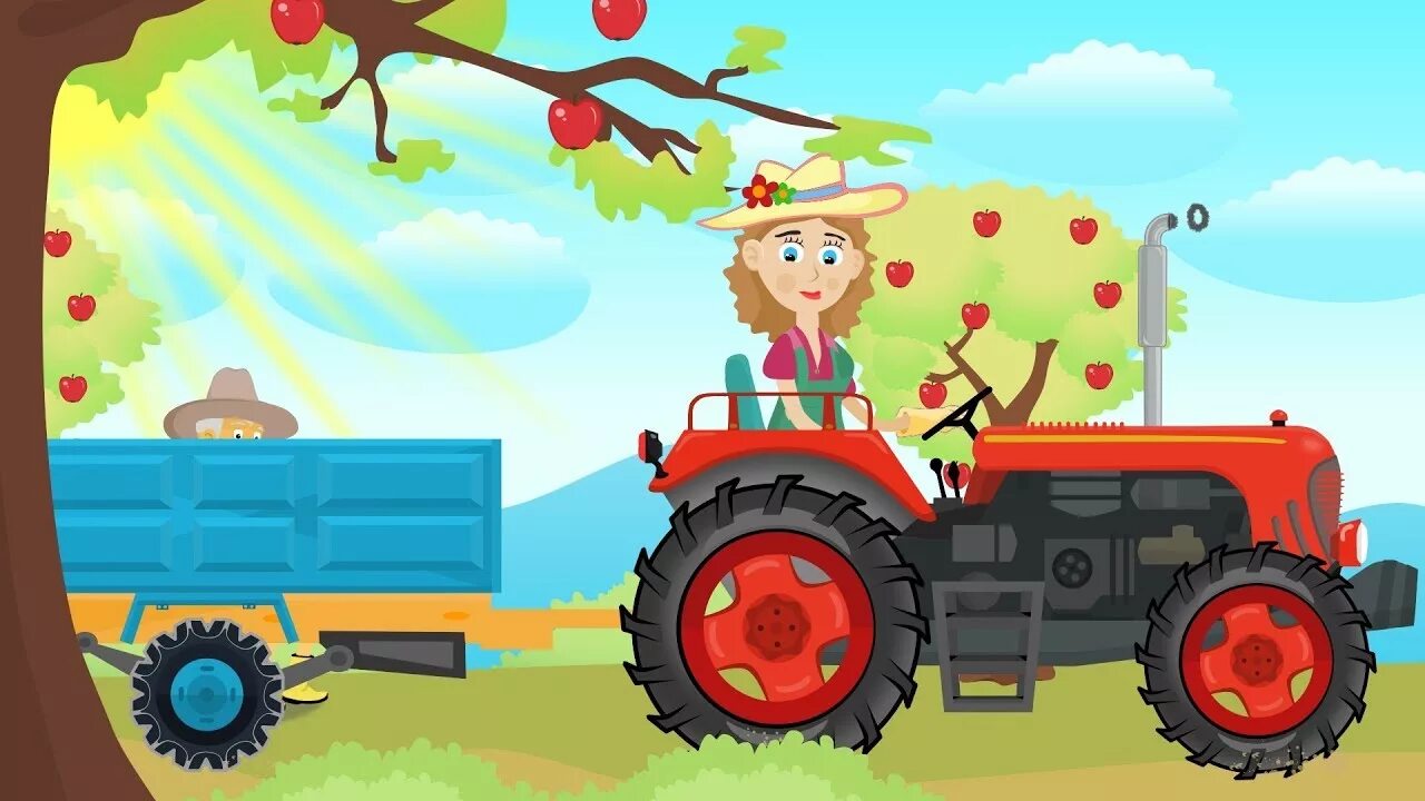 Синий трактор. Тракторы мультяшные. Трактор из мультфильма. Игра красный трактор