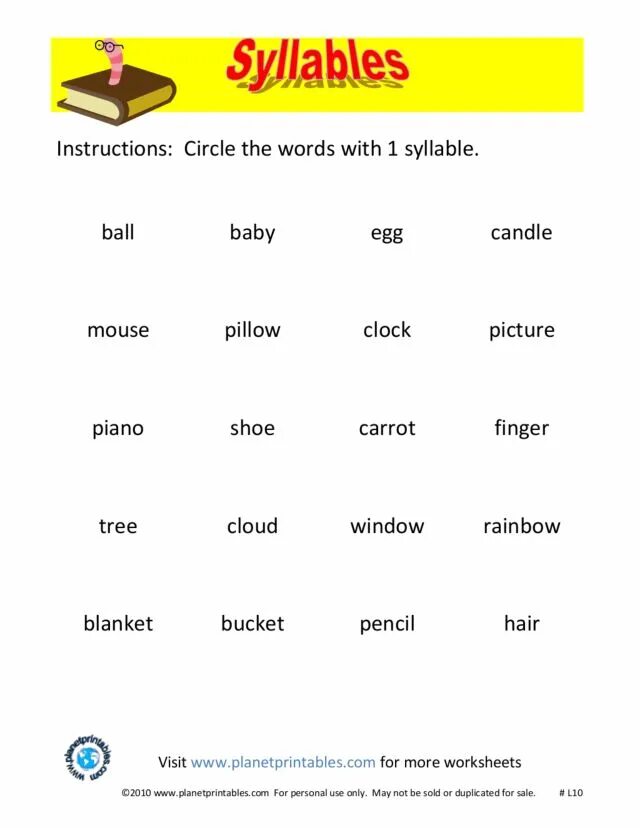 Circle the word that is different. One syllable words. one syllable words for kids. words with one syllable. 2 syllable words.