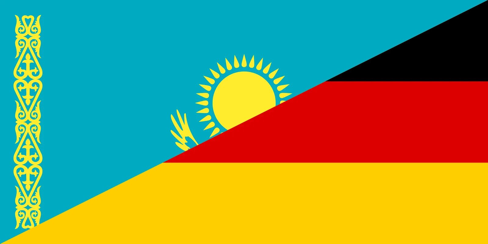 Германия для казахстанцев. Флаг Казахстана и Германии. Немцы в Казахстане флаг. Флаг Казахстана СВГ. Казахский флаг с германским.