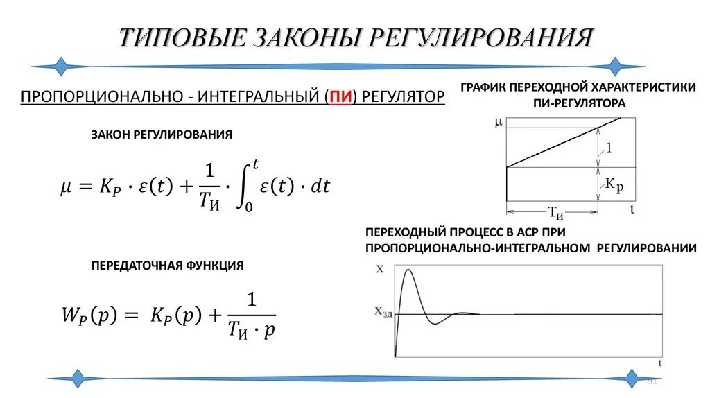 Типовые законы регулирования Тау. Передаточная функция ПИД регулятора формула. Пропорциональный регулятор формула. Передаточные функции законов регулирования.