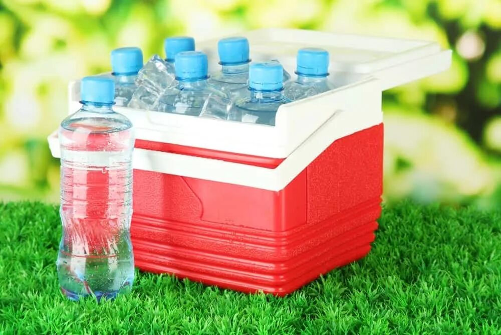 Бутыль с водой на пикник. Бутылки воды в холодильники. Бутылка воды на траве. Лед вода с пузырьками для холодильника.