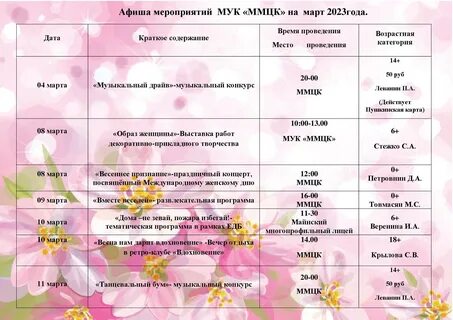 Досуговые мероприятия названия