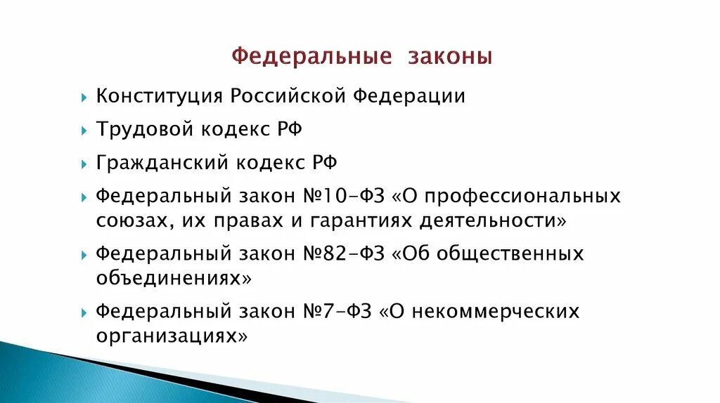 Профсоюзы тк рф. Правовая основа деятельности профсоюзов. ФЗ О профсоюзах. Закон РФ О профсоюзах. Конституция РФ трудовой кодекс РФ.