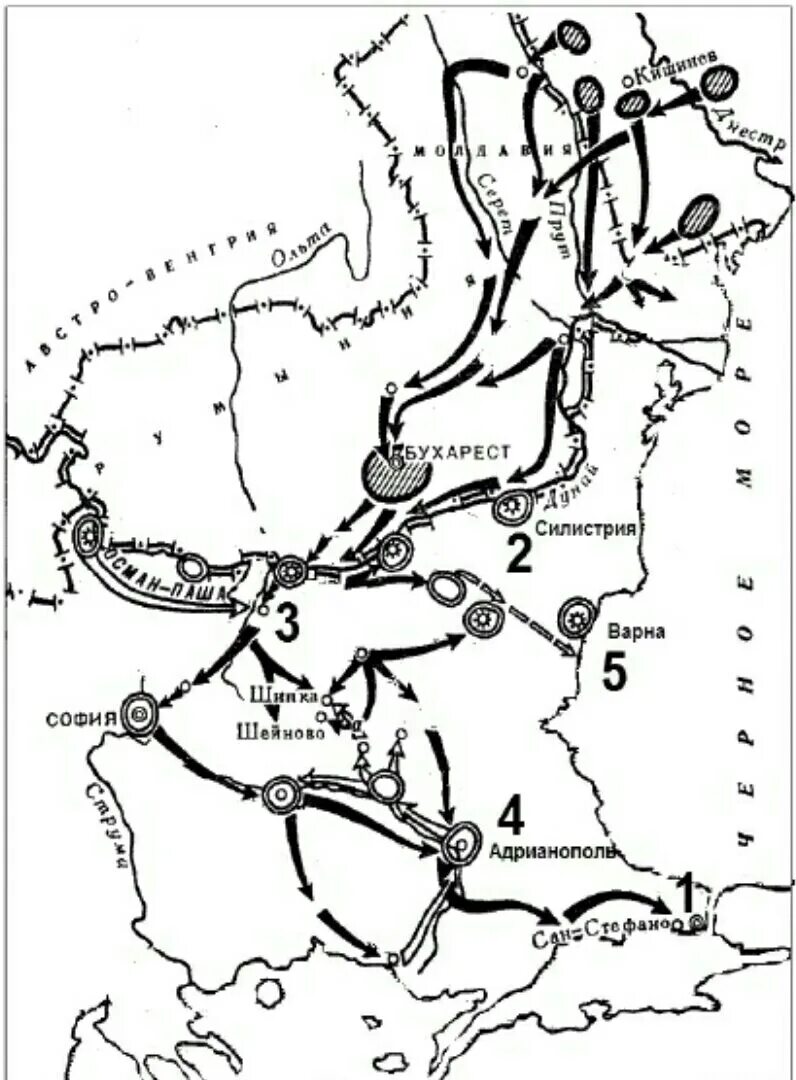 Цифрой 1 на схеме обозначен кенигсберг. Карта русско-турецкой войны 1877-1878 карта ЕГЭ.