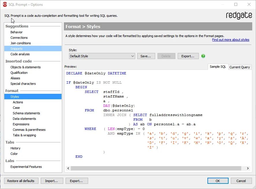 Форматирование sql. Sql code. sql коды. sql форматирование. код стайл sql.