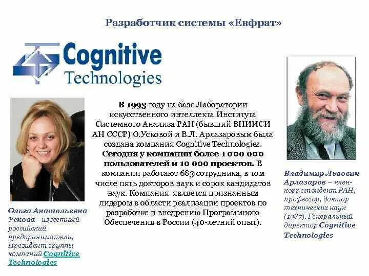 Компания ольги усковой cognitive technologies. Когнитивные технологии компания. когнитив технолоджис.