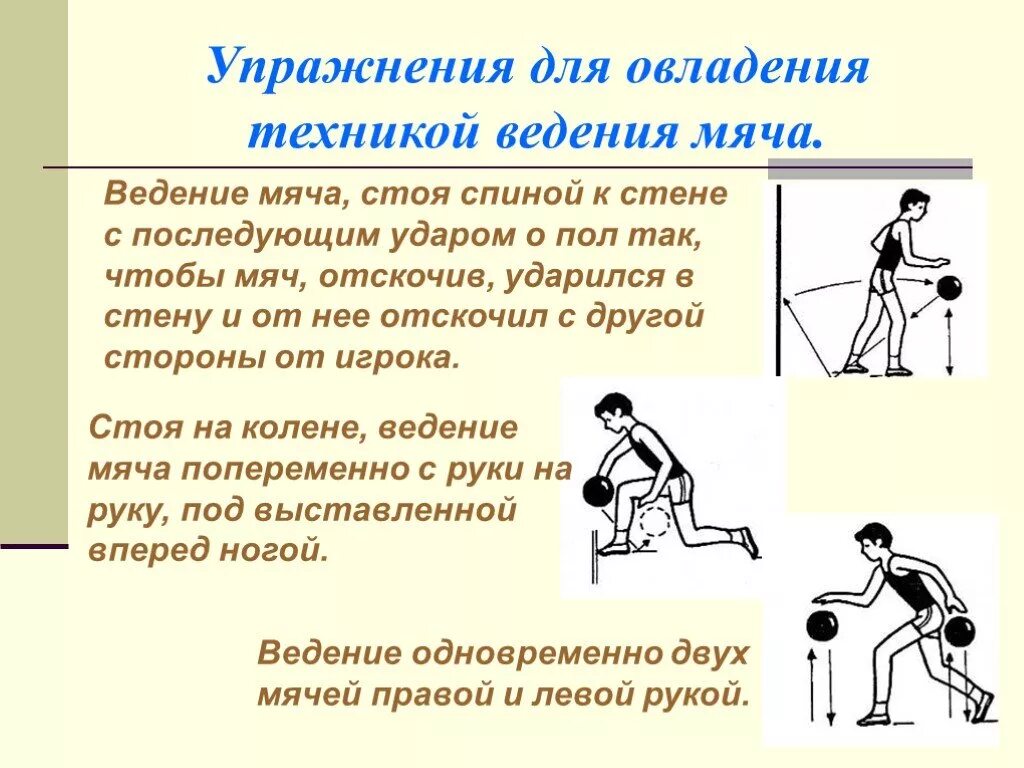 Ведение мяча доклад. Упражнения для подготовки ведения мяча в баскетболе. Совершенствование ведения мяча в баскетболе упражнения. Упражнения для ведение мяча в баскетболе описание. Упражнения для овладения техникой ведения мяча.