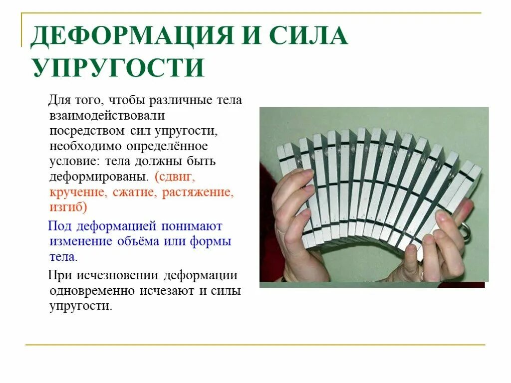 Презентация "Силы упругости" по физике - скачать проект