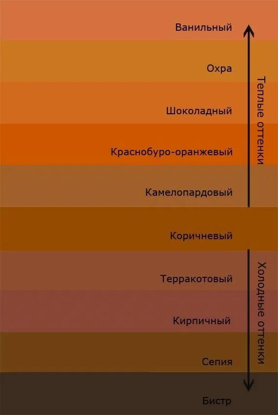Оттенки коричневого. Оранжево-коричневый цвет. Оттенки коричневого цвета названия. Названия коричневых цветов и оттенков. Оранжевый цвет по другому