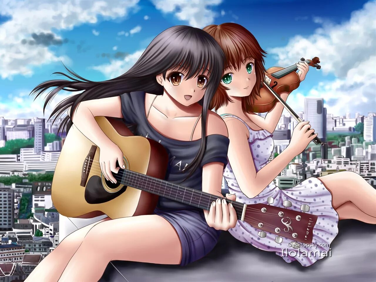2 девочки на гитаре. Девушка поет под гитару. Друзья с гитарой эстетика. Аниме дружба. Гитарист и две девушки.