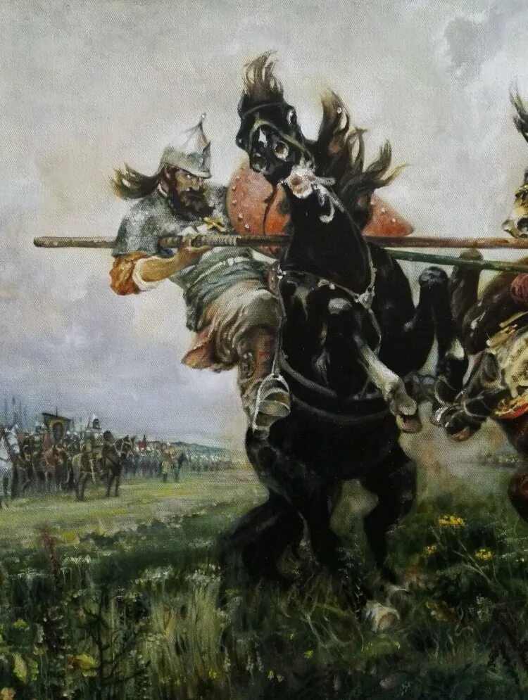 Поединок пересвета с челубеем на куликовом поле васнецов. Пересвет и челубей куликовская битва. Челубей и пересвет битва. М. Богатырь челубей.