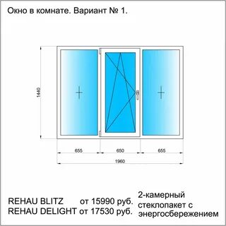 Размеры двустворчатого окна