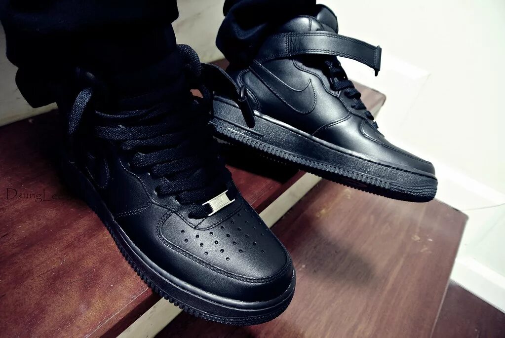 Nike Air Force 1 черные. Найк АИР Форс 1 МИД черные. Nike Air Force 1 High черные. Nike Air Force 1 High Black.