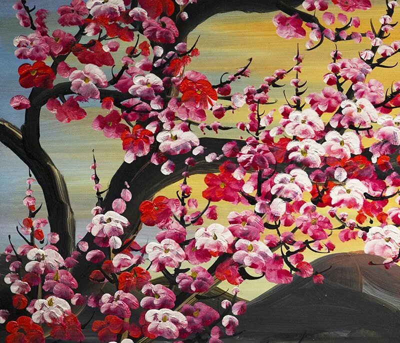 Масло сакуры. Cherry Blossom стиль Murakami. Сакура картина. Японское панно Сакура. Картины Сакура для интерьера.