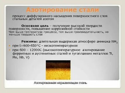 Насыщение поверхностного стали азотом