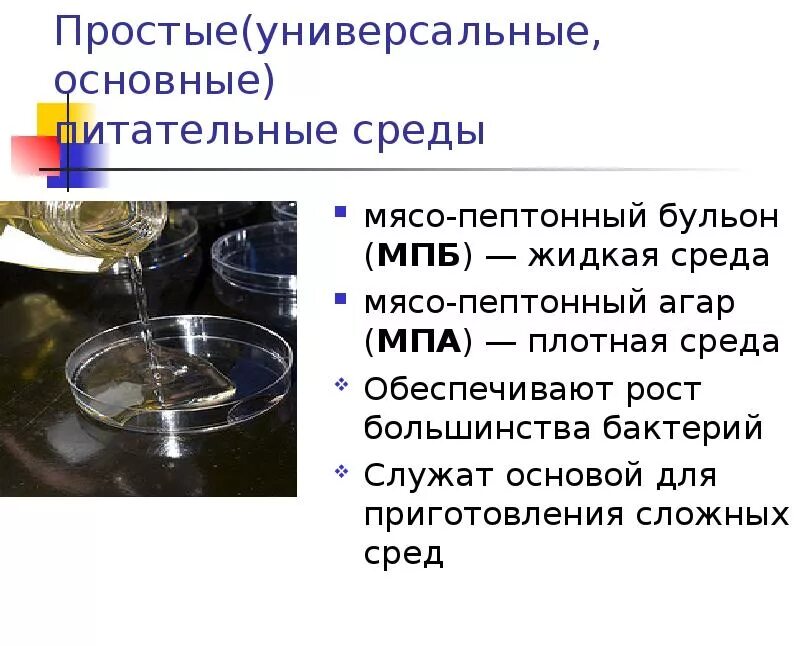 Универсальные питательные среды микробиология. Методы приготовления питательных сред микробиология. Мясо-пептонный бульон состав микробиология. Питательные среды пептонный агар.