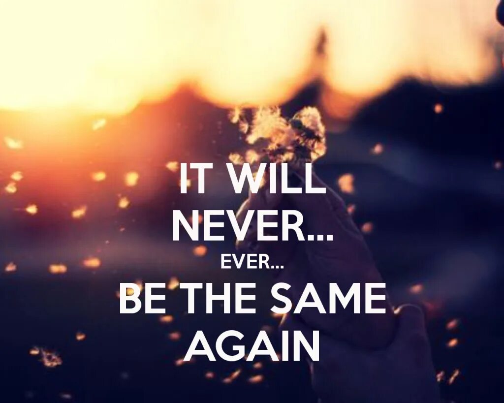 Live is never be the same. Never the same. it will never be the same again. never be the same. never be the same again.