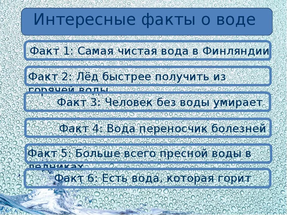 Вода научные статьи. Факты о воде. Сообщение о воде интересные факты. Интересные факты о водных ресурсах. Необычные факты о воде.