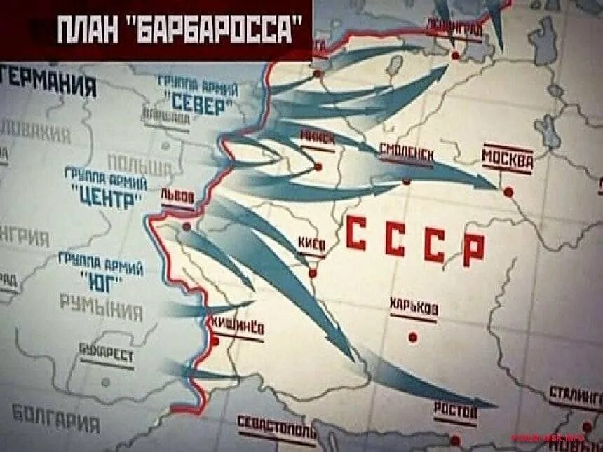 Термин возникший в 1941 после нападения германии. Нападение Германии на СССР план Барбаросса. Карта 2 мировой войны план Барбаросса. Операция Барбаросса схема.