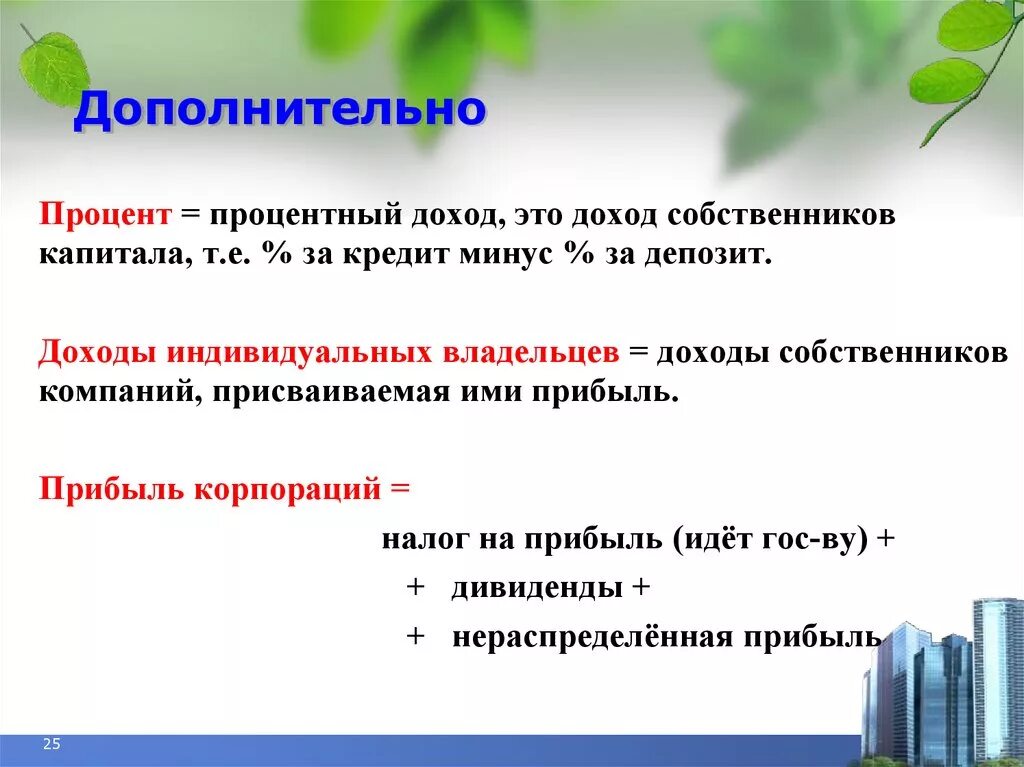 Доход собственника капитала процент. Доходы собственников в макроэкономике. Доход индивида макроэкономика. Процент это доход собственника капитала за.