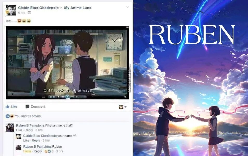 Your name home. Твое имя мем. аниме твое имя мемы. ruben your name. аниме с именем давид.