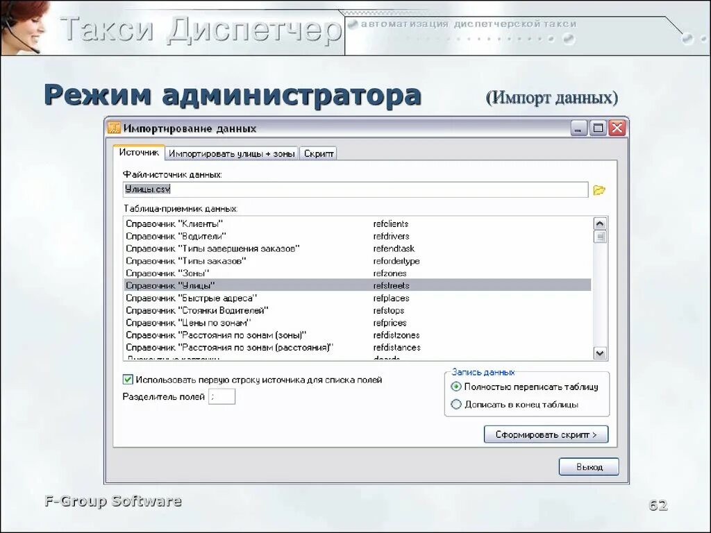 Админ таблиц. Программный комплекс «диспетчер такси». Диспетчер такси база данных. Таблица администратора. Скрипты для диспетчера такси.