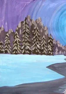 Нарисовать зимний пейзаж гуашью поэтапно для начинающих