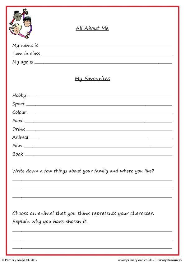 Writing activity write about your friend