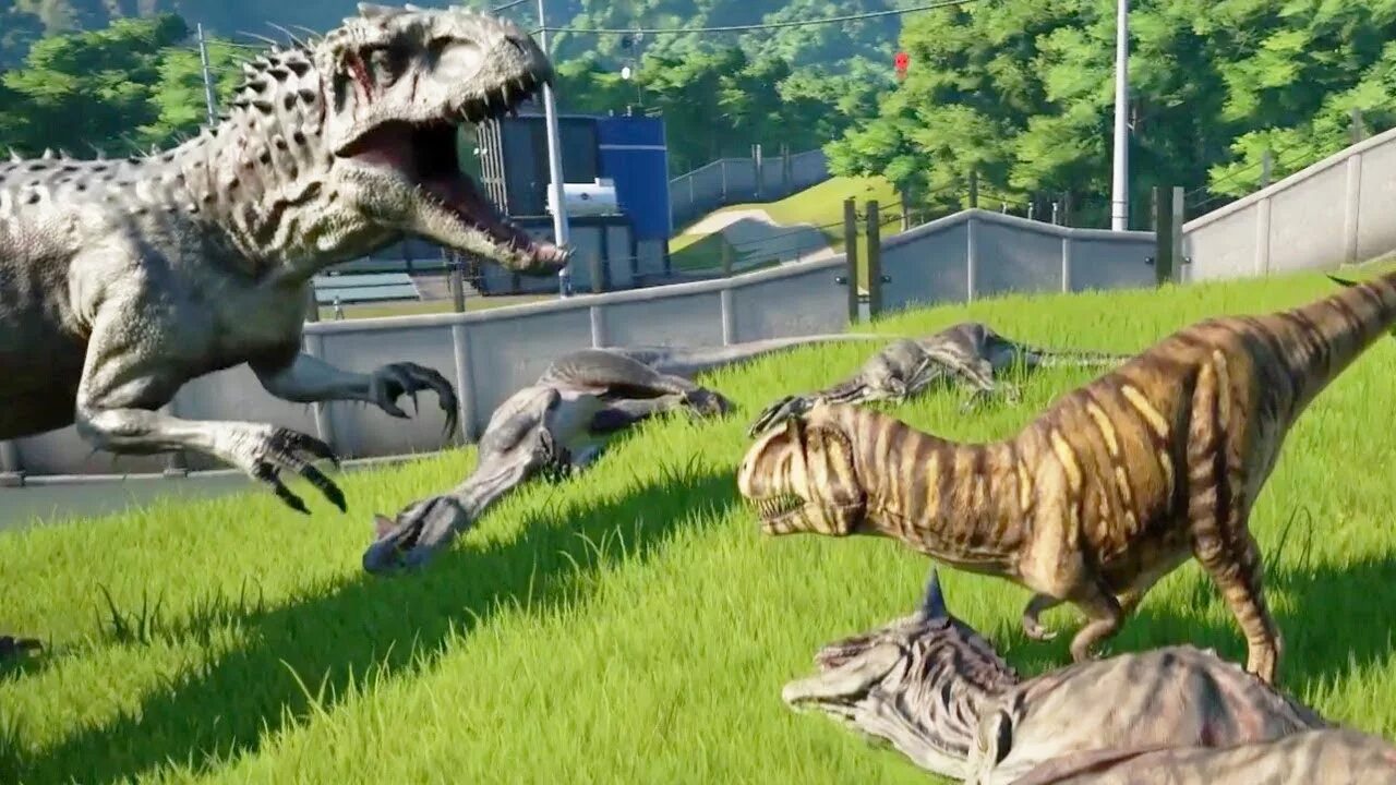 Мир юрского периода 2 индоминус рекс. Jurassic world evolution 2 гиганотозавр. Jurassic world evolution 2 гиганотозавр. Индоминус гигантозавр. Гигантозавр и индоминус рекс.