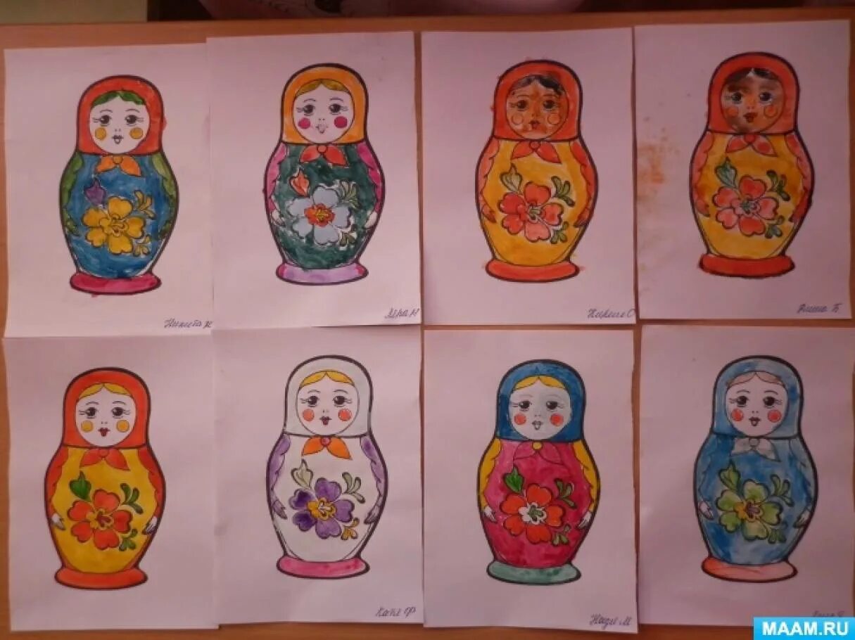 Рисование матрешка старшая. Семеновская матрешка рисование подготовительная группа.